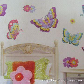 Eco-friendly PVC Removable 3-D Glitter Wall Sticker for Kids, with Water-resistant and Reusuable